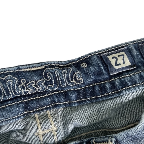 Miss Me Cuffed Skinny Flap Pocket Sequin Detail Distressed Jeans Sz 27 - Picture 10 of 12